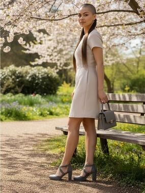No brand gray mary jane chunky heels with crisscross straps in front of! New
